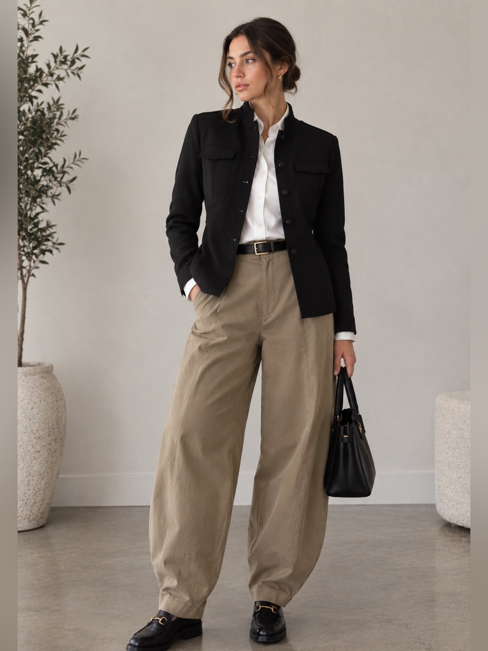 Nordstrom Caroline Issa Black Military-Style Blazer Jacket